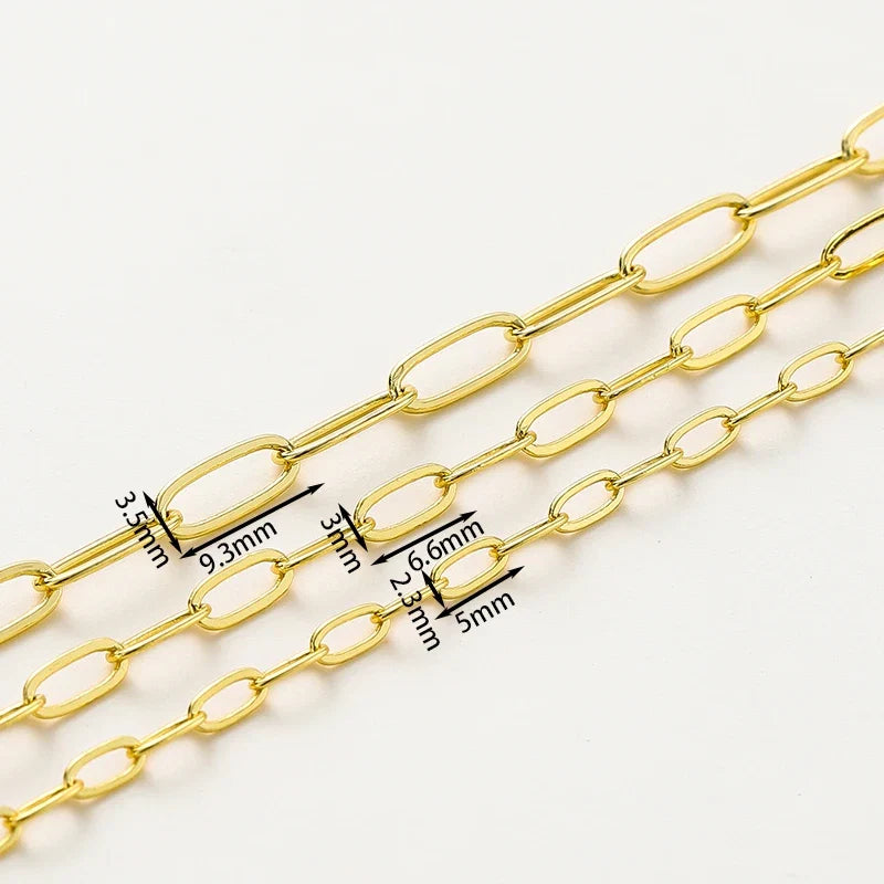 1Meter/lot 14K 18K Gold Plated Brass Metal Round Link Cable Chains DIY Jewelry Making Chain For Needlework Jewelry Accessories