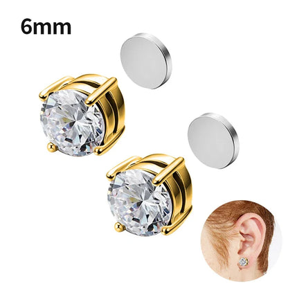 Magnetic Clip Earrings for Women and Men | No Piercing Crystal Studs