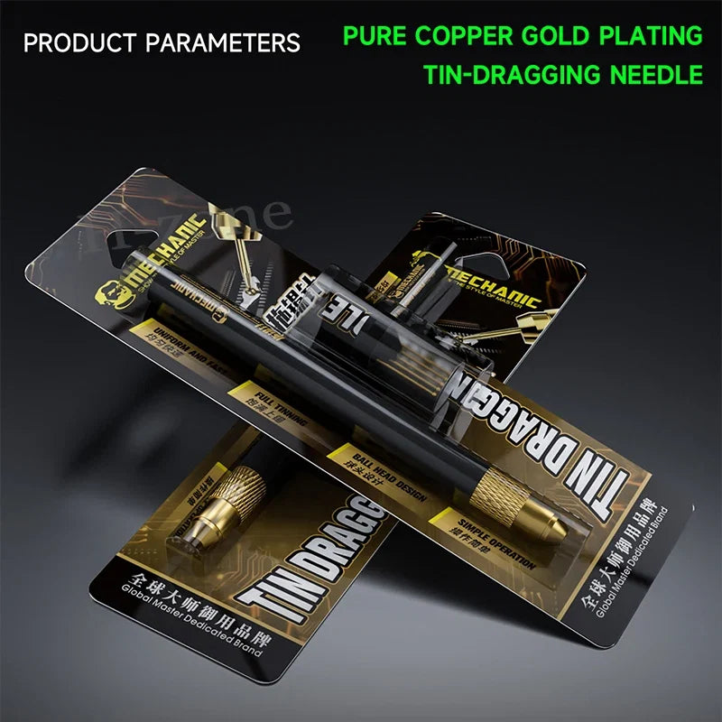 MECHANIC SW-5S Gold Plated Tin Dragging Needle Set | Ultralight Carbon Fiber Holder for FPC Connector Reballing