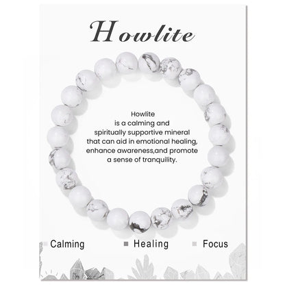 Healing Crystal Stone Bracelets With Card Natural Amethysts Lapis Lazuli Rose Quartzs 8mm Beads Bracelets For Women Men Jewelry