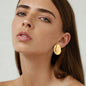 Matt Large Stainless Steel Stud Earring for Women, Pairs Chic Oval Irregular Ear Jewely
