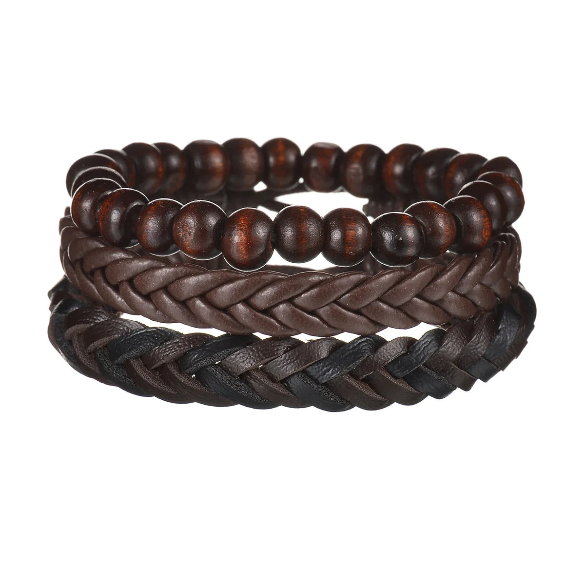 MeMolissa New Fashion Braided Wrap Leather Bracelets for Men High Quality Vintage Charm Wood Beads Ethnic Tribal Wristbands