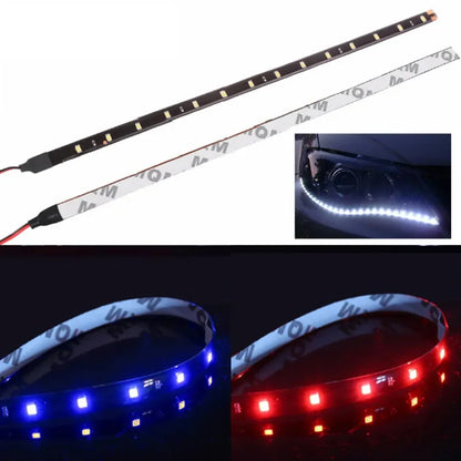 2X 30cm Car LED Strip Lights DRL | Flexible Ambient Decorative Atmosphere Lamp for 12V Vehicles