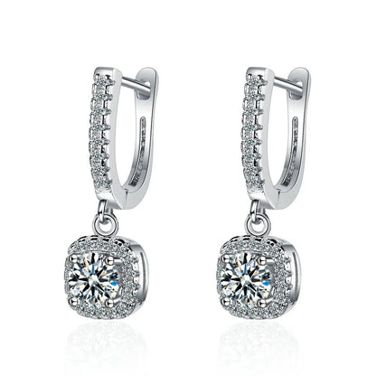 2CT Moissanite Huggie Hoop Earrings | Lab Created Diamond 925 Sterling Silver Dainty Hoop Dangle Earrings
