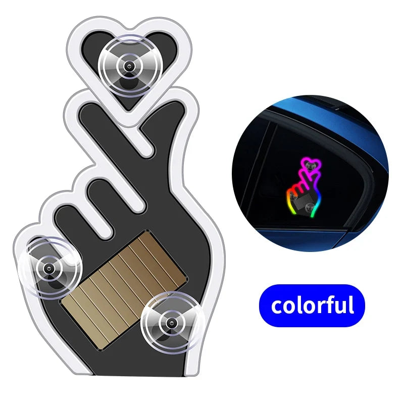 Solar Finger Heart LED Night Light | USB Solar Ambient Lamp for Car, Room, Party