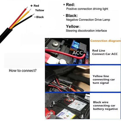 2pcs Car LED DRL Light Strip Dynamic Scan Flexible Waterproof 12V Universal | Daytime Running Lights