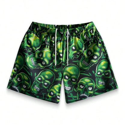 Premium 3D Printed Men's Hawaiian Shorts - Ultra Casual Skull Graphic for Summer Vacations and Sport Running