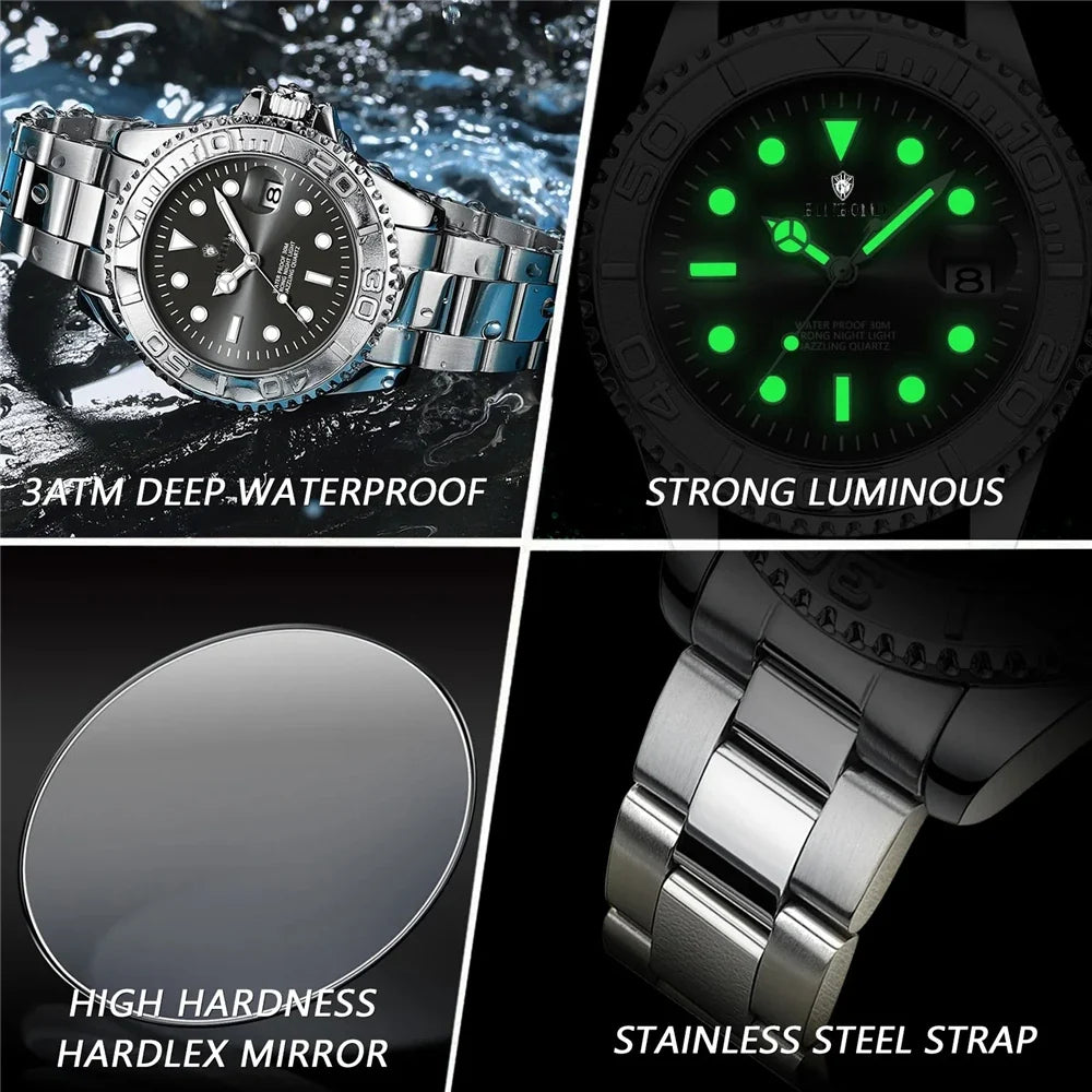 New Automatic Watch Mens Sports Bezel Gray Digital Luxury Watches For Man Fashion Quartz Wristwatches Gifts Men Tudo Por 1 Real