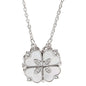 Magnetic Folding Heart Shaped Four Leaf Clover Pendant Necklace
