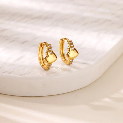 Luxury Zircon Hoop Earrings for Women Gold Color Stainless Steel Butterfly Heart Snake Earring Fashion Party Wedding Jewelry Gif
