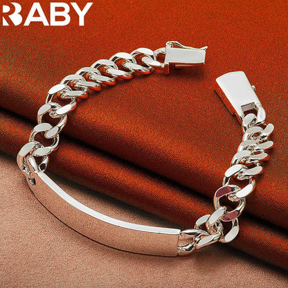 URBABY 925 Sterling Silver Square Chain Bracelets For Women Wedding Party Anniversary Gift Fashion Fine Jewelry