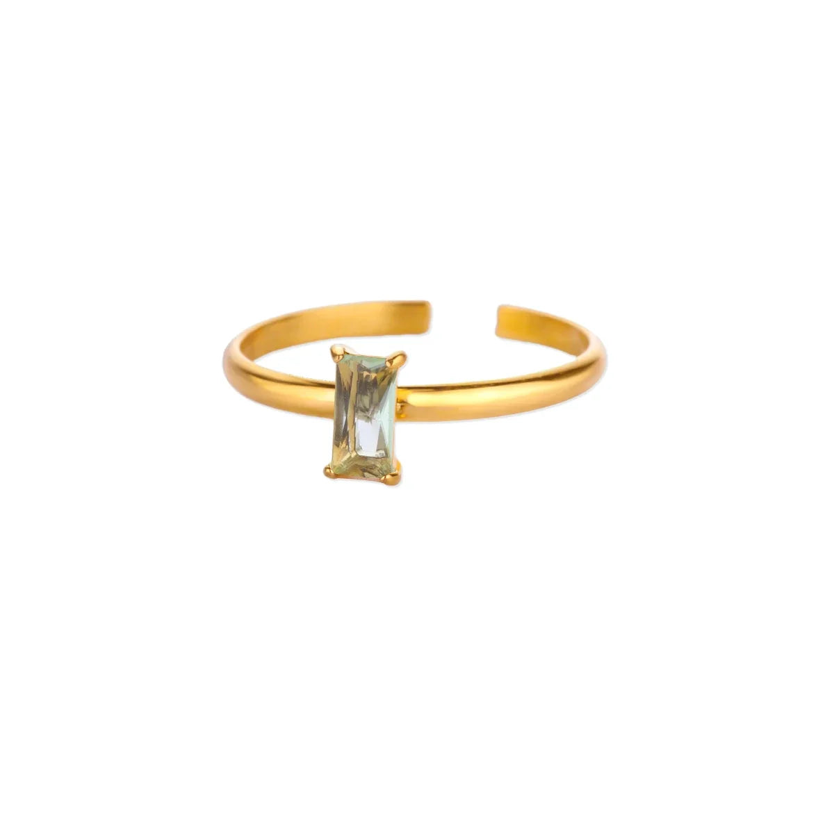 Stainless Steel Birthstone Rings For Women Gold Color Zircon Birthstone Opening Ring Minimalist Christmas Birthday Jewelry Gift