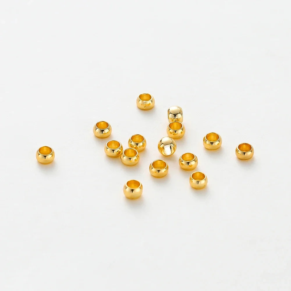 100pcs/lot 1.5/2/2.5mm 14K/18K Gold Color Plated Brass Positioning Beads for DIY Bracelet Necklace Jewelry Making Accessories