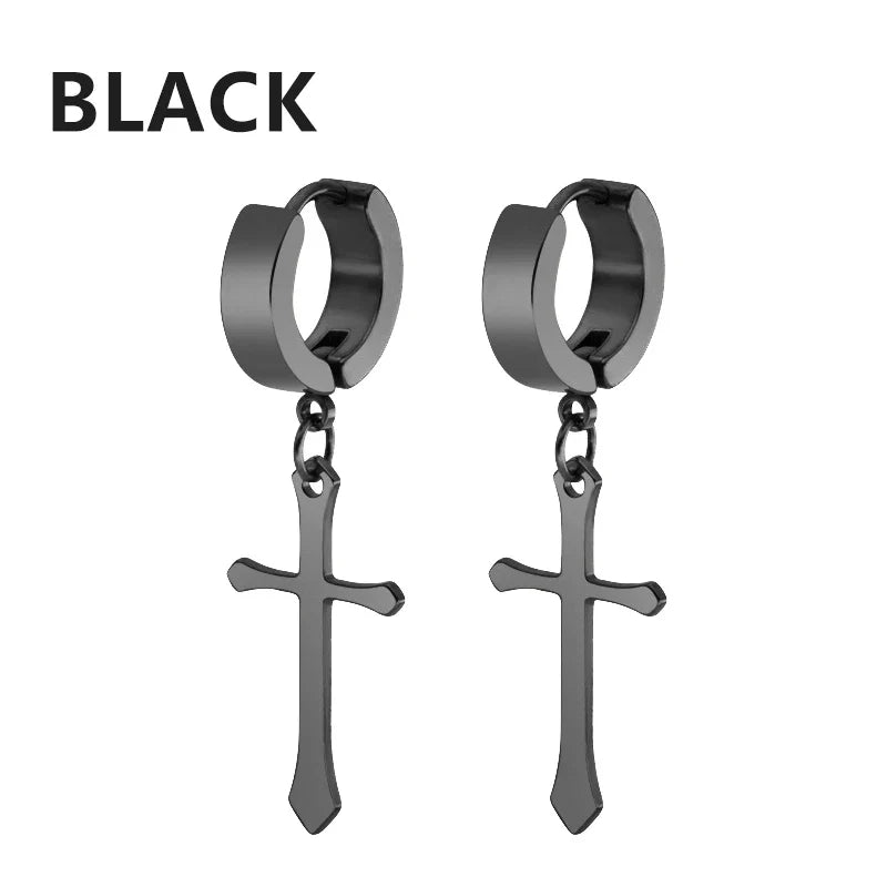Punk Stainless Steel Stud Earrings Set | Unisex Hip Hop Piercing Jewelry