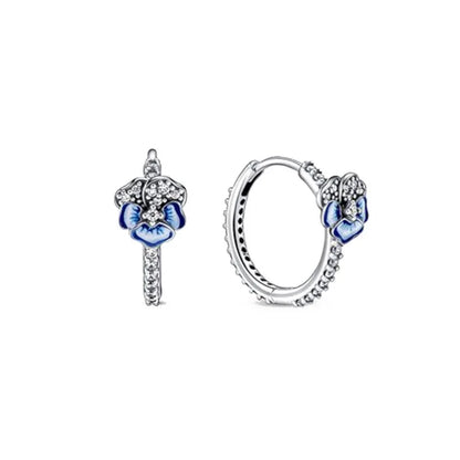 European New 925 Silver Butterfly Flower Stud Earrings, Fit Women's Festival Exquisite Charm Jewelry Gifts