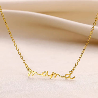 MAMA Pendent Necklaces for Women Gold Color Link Chain Stainless Steel Necklace 2025 Trend Female Choker Jewelry Gift