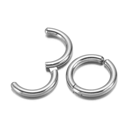 6 Pairs Stainless Steel Clip On Earrings for Women Men | Non Piercing Round Hoop Ear Cuffs