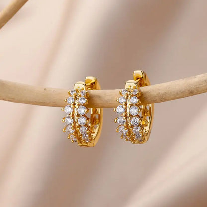 Zircon Pendientes Earring For Women Stainless Steel Hoop Piercing Earring Trending 2024 New Jewerly aretes de mujer bijoux femme