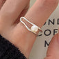 PANJBJ 925 Sterling Silver Pearl Irregular Ring | Women Shell Overlapping Hollow Sweet Design Jewelry
