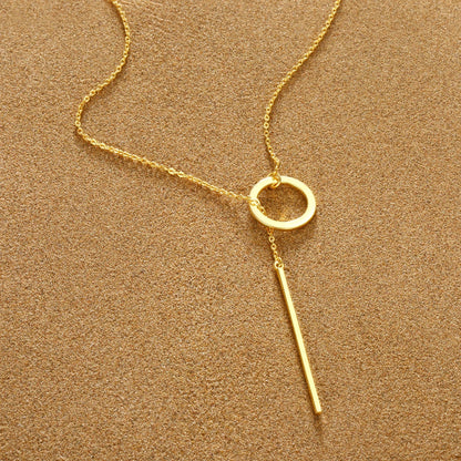 Minimalist Round Stick Pendant Necklace for Women Pearl Clavicle Necklace Leaves Long Chain Fashion Jewelry Statement Girl Gift