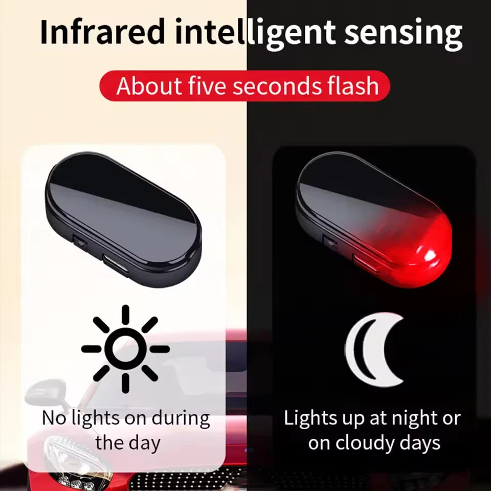Solar Powered Fake Car Security Light | Simulated Dummy Alarm LED Warning Lamp