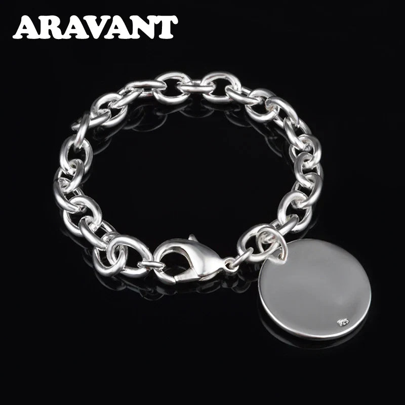 Aravant 925 Silver Round Bracelet Chains For Women Fashion Wedding Jewelry Accessories