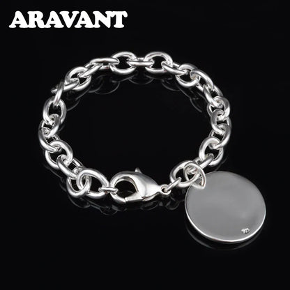 Aravant 925 Silver Round Bracelet Chains For Women Fashion Wedding Jewelry Accessories