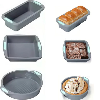 Silicone Round Cake Tray | Non Stick Baking Tray Set with Metal Reinforced Frame