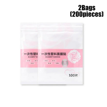 Disposable Facial Mask Wrap | Transparent Plastic Face and Neck Sticker