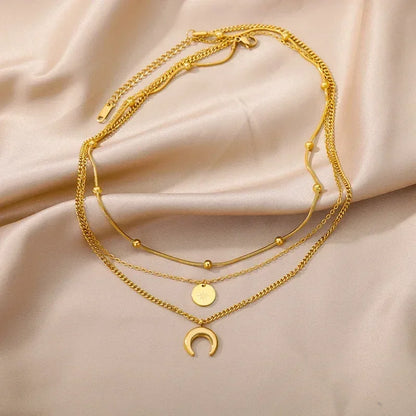 316L Stainless Steel Multilayer Heart Necklace For Women Girls Goth Gold Color Clavicle Chain Charm Choker Jewelry Birthday Gift
