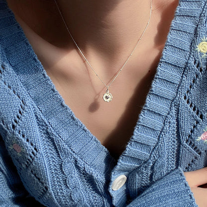 925 Sterling Love Heart Texture Bead Necklace for Women Girl Stereoscopic Design Double Sided Jewelry Gift Wholesale