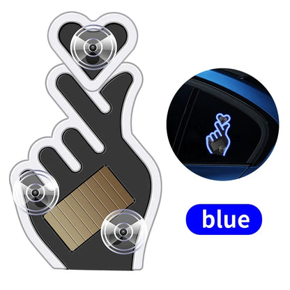 Solar Finger Heart LED Night Light | USB Solar Ambient Lamp for Car, Room, Party
