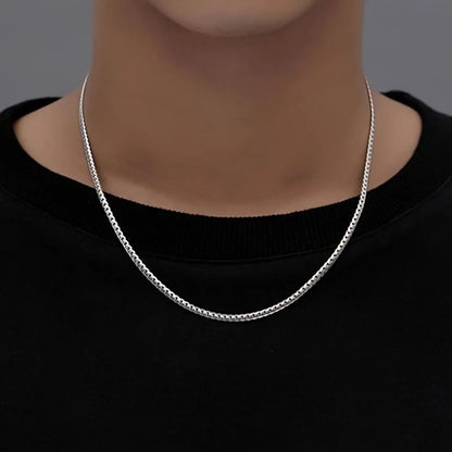 S925Silver Men's and Women's Cuban Chain Necklace 20IN/22IN Slim Style Trendy, Sophisticated Vintage-Inspired Collarbone Layerin