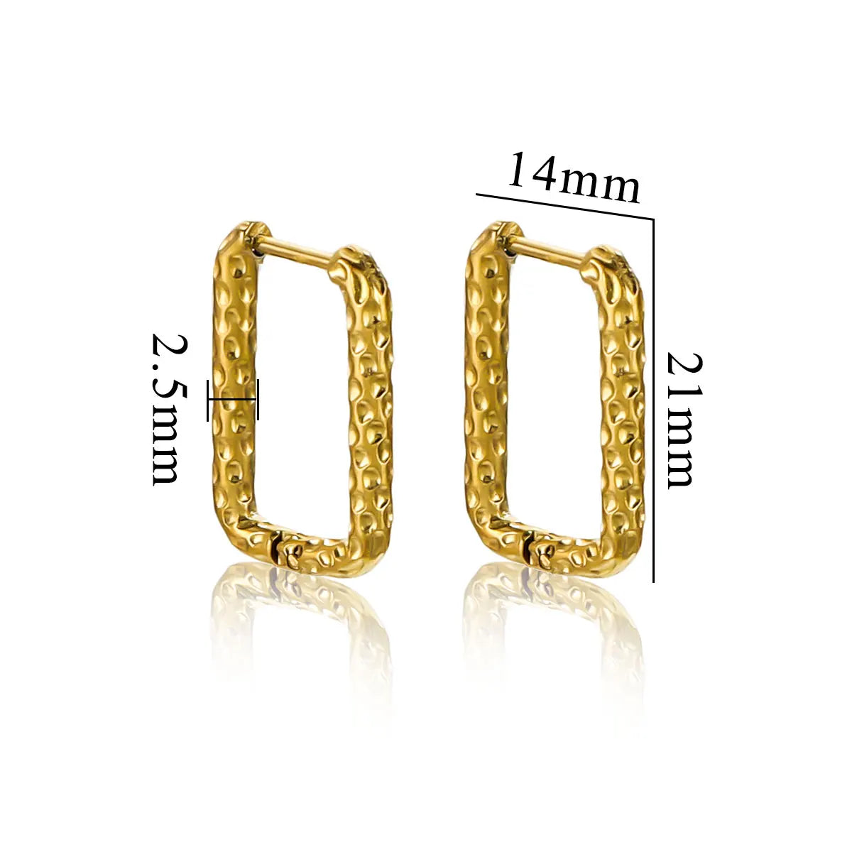 6pcs Stainless Steel Rectangular Textured Earrings | 18K Gold Plated DIY Jewelry Findings