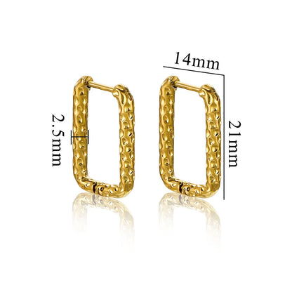 6pcs Stainless Steel Rectangular Textured Earrings Set | 18K PVD Gold Plated DIY Jewelry Parts