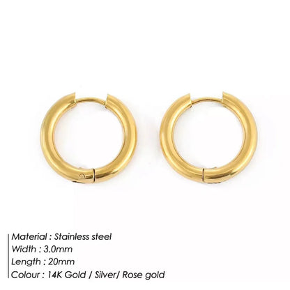 Retro Minimalism Stainless Steel Hoop Earrings for Woman Girls Gold Color Metal Circle Earring Party Gifts Simple Jewelry