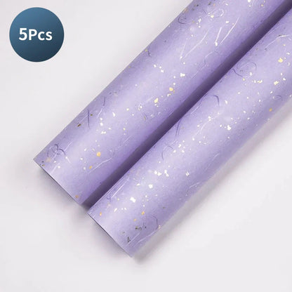 Floral Wrapping Paper Set | 5 Sheets with Gold and Silver Sparkles