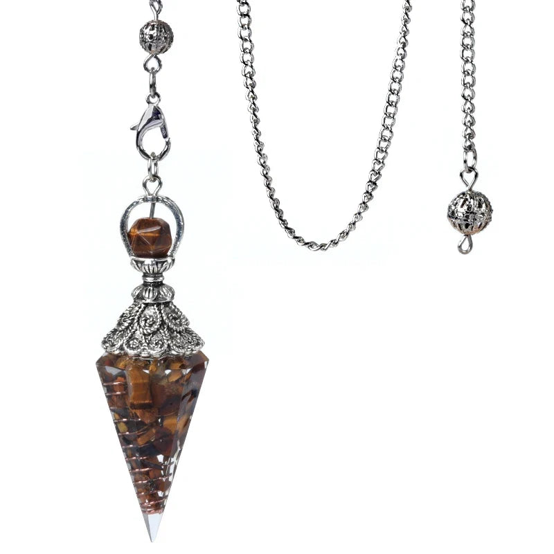 Natural Stone Spirit Pendulum Pendant Latticed Chain