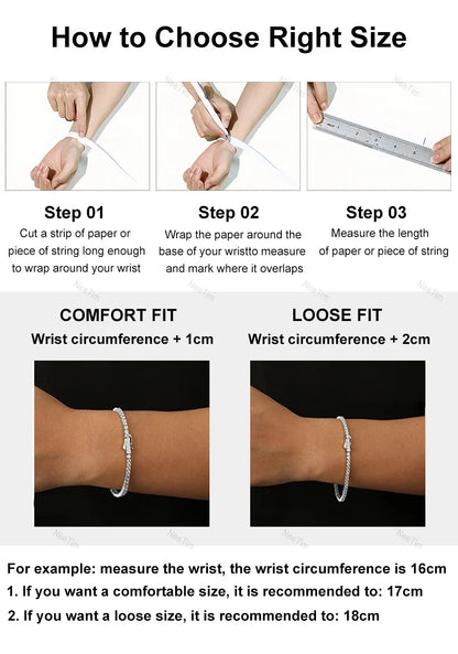 NeeTim 2mm D Color Moissanite Tennis Bracelet 925 Sterling Silver with White Gold Plated Bracelets for Women Pass Diamond Tester