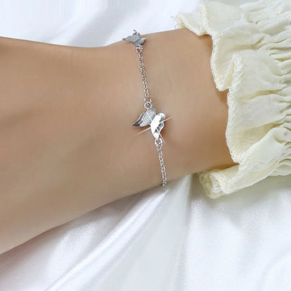 925 Silver Diamond-Studded Butterfly Bracelet Women's Fashion Temperament Flower Adjustable Bracelet