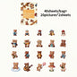 Kawaii Embroidered Fabric Pet Sticker Set | 40Pcs White Kraft Paper Journal Decor
