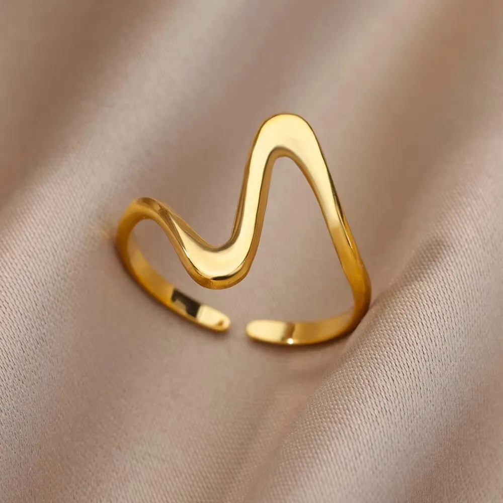 Fashion Oval Rings For Women Gold Color Stainless Steel Geometric Openning Ring Wedding Statement Jewelry 2024 Trend Gift BFF