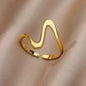 Fashion Oval Rings For Women Gold Color Stainless Steel Geometric Openning Ring Wedding Statement Jewelry 2024 Trend Gift BFF