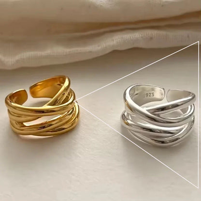 925 Sterling Silver Frosting Geometry Ring | Textured Wide Band for Women