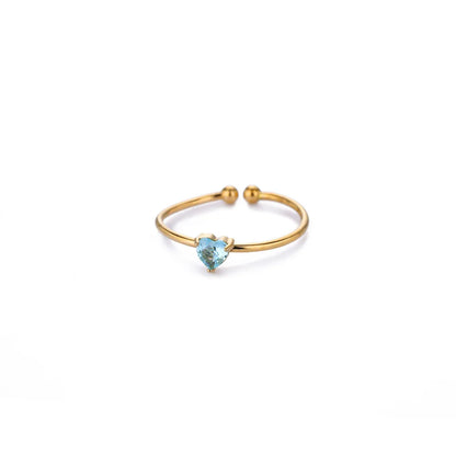 Fashion Zircon Heart Birthstone Rings For Women Stainless Steel Gold Color Birthstone Ring  Aesthetic Wedding Jewelry Gift