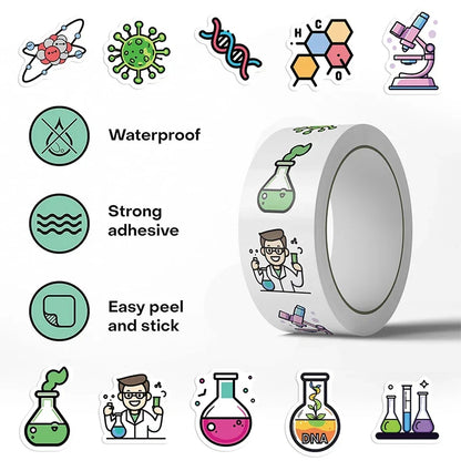 500PCS Chemistry Biology Experiment Decals | Waterproof Vinyl Science Stickers for Lab