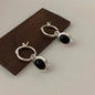 925 Sterling Silver Vintage Gold Round Earrings For Women Black Ball Earring Jewelry Prevent Allergy Party Accessories Gift