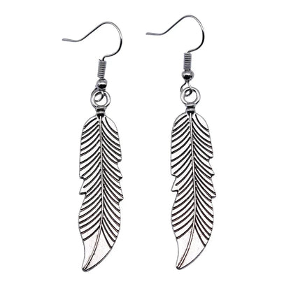 Vintage Feather Dangle Earrings | Boho Drop Earrings for Women