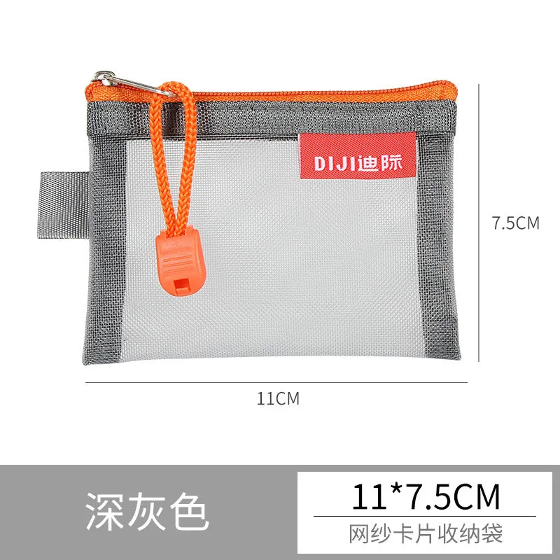 Mini Transparent Mesh Zipper Card Storage Bag | Portable Nylon Coin Purse
