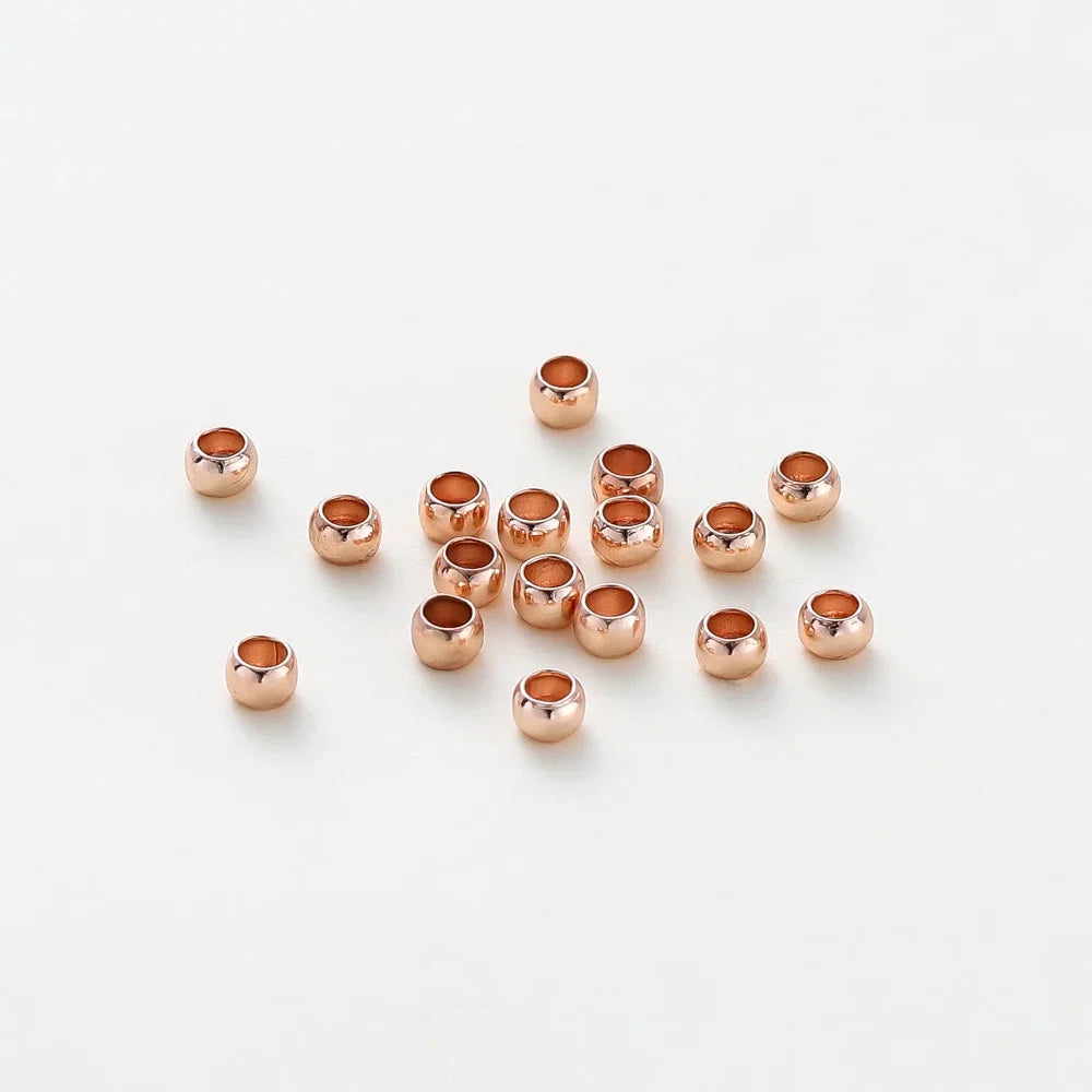 100pcs/lot 1.5/2/2.5mm 14K/18K Gold Color Plated Brass Positioning Beads for DIY Bracelet Necklace Jewelry Making Accessories